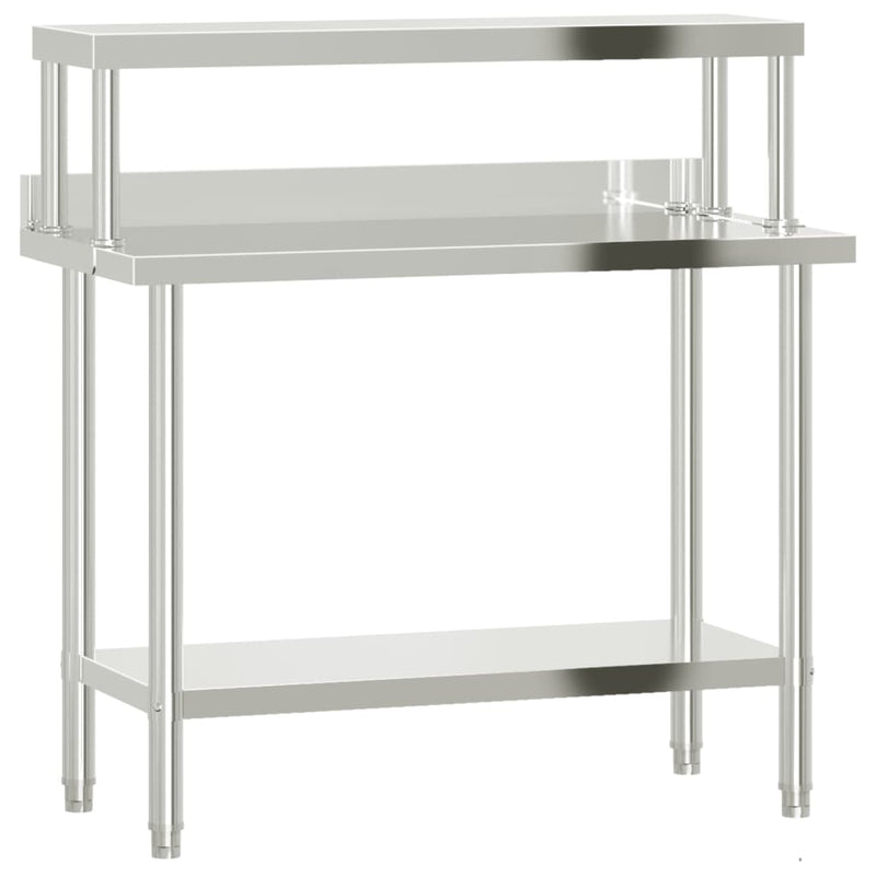Afbeelding laden in galerijviewer, Vidaxl keukenwerktafel met bovenschap 110x55x120 cm roestvrij staal
