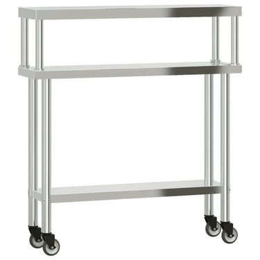 Vidaxl keukenwerktafel met bovenschap 110x30x120 cm roestvrij staal