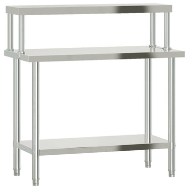 Vidaxl keukenwerktafel met bovenschap 110x55x120 cm roestvrij staal