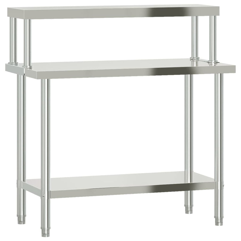 Afbeelding laden in galerijviewer, Vidaxl keukenwerktafel met bovenschap 110x55x120 cm roestvrij staal
