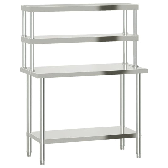 Vidaxl keukenwerktafel met bovenschap 110x55x150 cm roestvrij staal