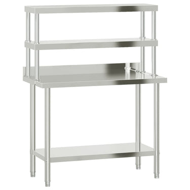 Vidaxl keukenwerktafel met bovenschap 110x55x150 cm roestvrij staal