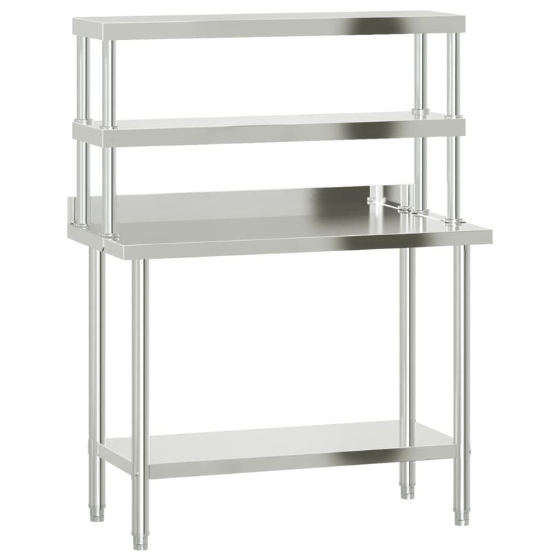 Load image into Gallery viewer, Vidaxl keukenwerktafel met bovenschap 110x55x150 cm roestvrij staal
