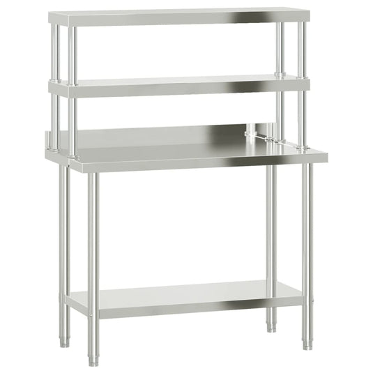 Vidaxl keukenwerktafel met bovenschap 110x55x150 cm roestvrij staal