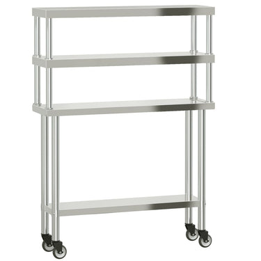 Vidaxl keukenwerktafel met bovenschap 110x30x150 cm roestvrij staal