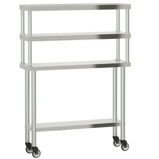 Vidaxl keukenwerktafel met bovenschap 110x30x150 cm roestvrij staal