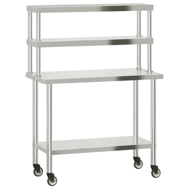 Vidaxl keukenwerktafel met bovenschap 110x55x150 cm roestvrij staal