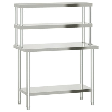 Vidaxl keukenwerktafel met bovenschap 110x55x150 cm roestvrij staal