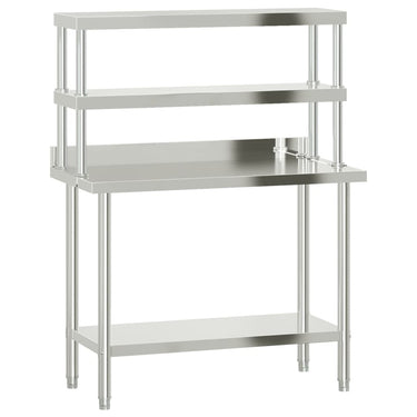 Vidaxl keukenwerktafel met bovenschap 110x55x150 cm roestvrij staal