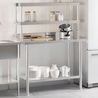 Vidaxl keukenwerktafel met bovenschap 110x55x150 cm roestvrij staal