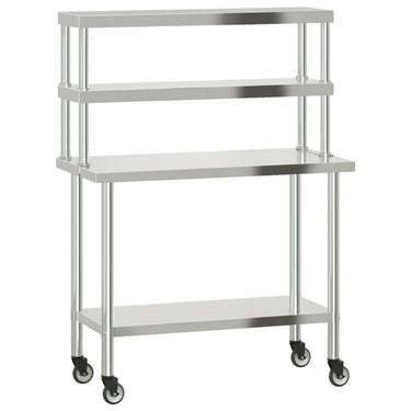 Vidaxl keukenwerktafel met bovenschap 110x55x150 cm roestvrij staal
