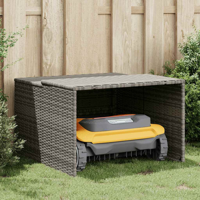 Afbeelding laden in galerijviewer, Vidaxl garage voor robotmaaier 86x90x52 57 cm poly rattan grijs
