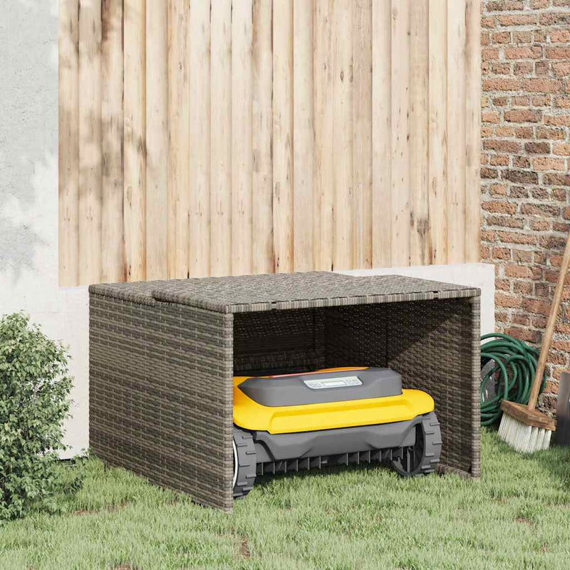 Afbeelding laden in galerijviewer, Vidaxl garage voor robotmaaier 86x90x52 57 cm poly rattan grijs
