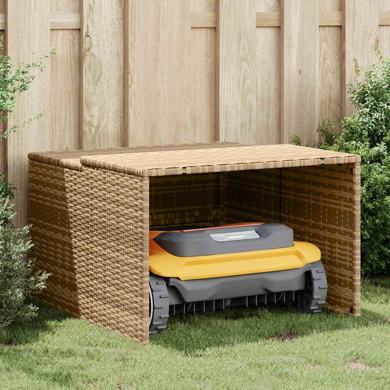 Afbeelding laden in galerijviewer, Vidaxl garage voor robotmaaier 86x90x52 57 cm poly rattan beige
