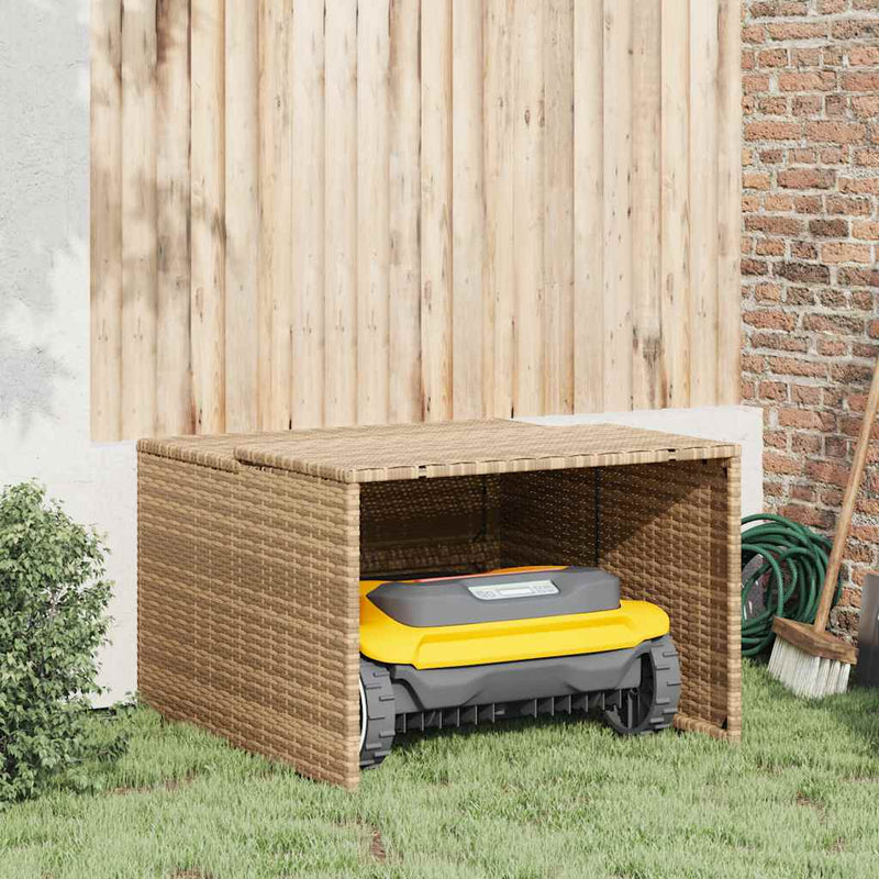 Afbeelding laden in galerijviewer, Vidaxl garage voor robotmaaier 86x90x52 57 cm poly rattan beige
