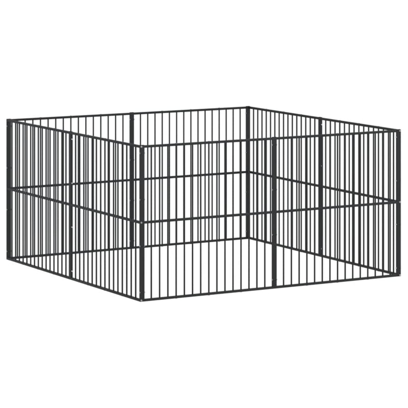 Load image into Gallery viewer, Vidaxl hondenkennel 8 panelen gepoedercoat staal zwart
