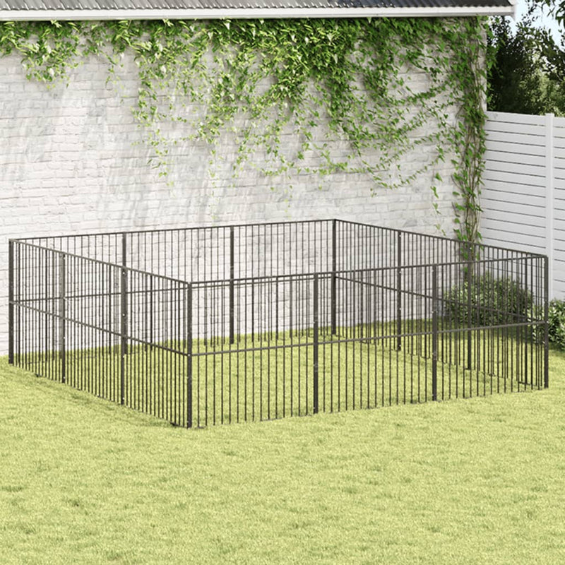 Load image into Gallery viewer, VidaXL Hondenkennel 12 panelen gepoedercoat staal zwart
