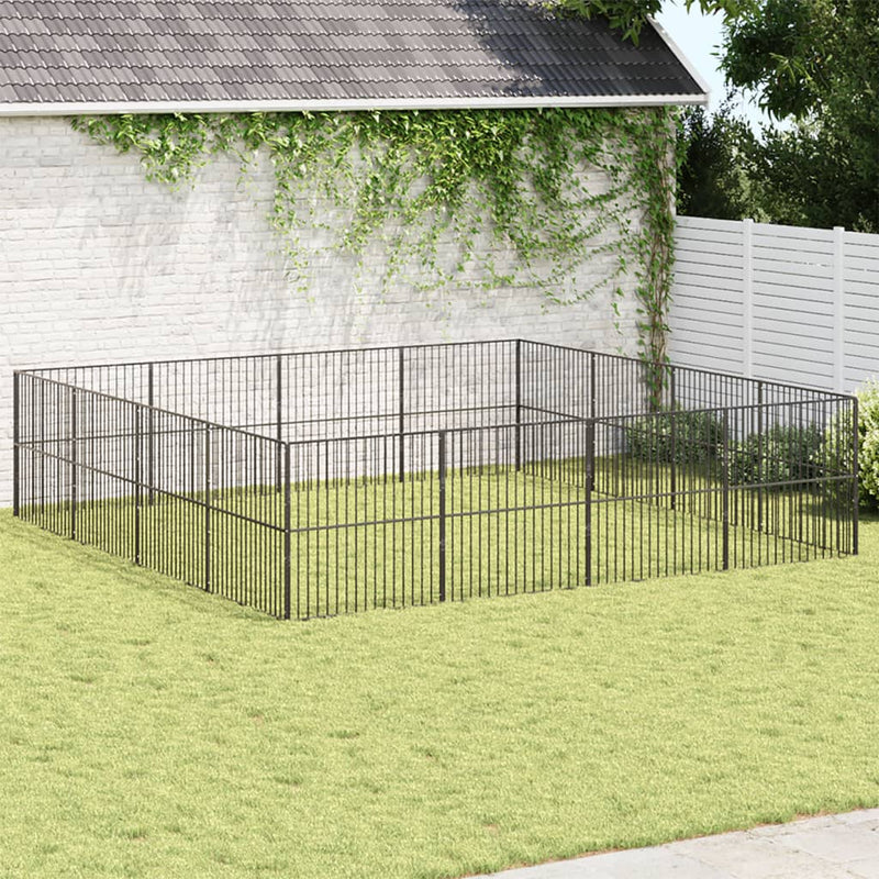 Load image into Gallery viewer, VidaXL Hondenkennel 16 panelen gepoedercoat staal zwart
