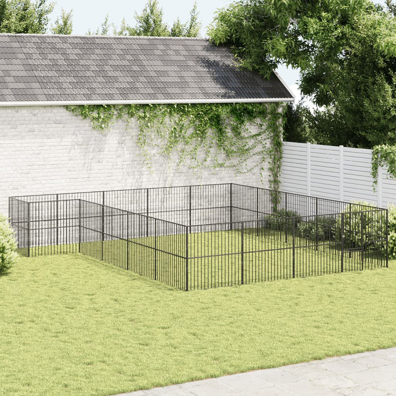 Load image into Gallery viewer, VidaXL Hondenkennel 20 panelen gepoedercoat staal zwart
