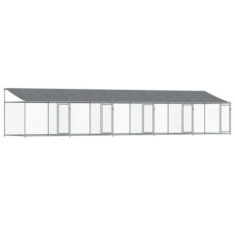 Load image into Gallery viewer, VidaXL Hondenhok met dak en deuren 10x2x2 m gegalvaniseerd staal grijs
