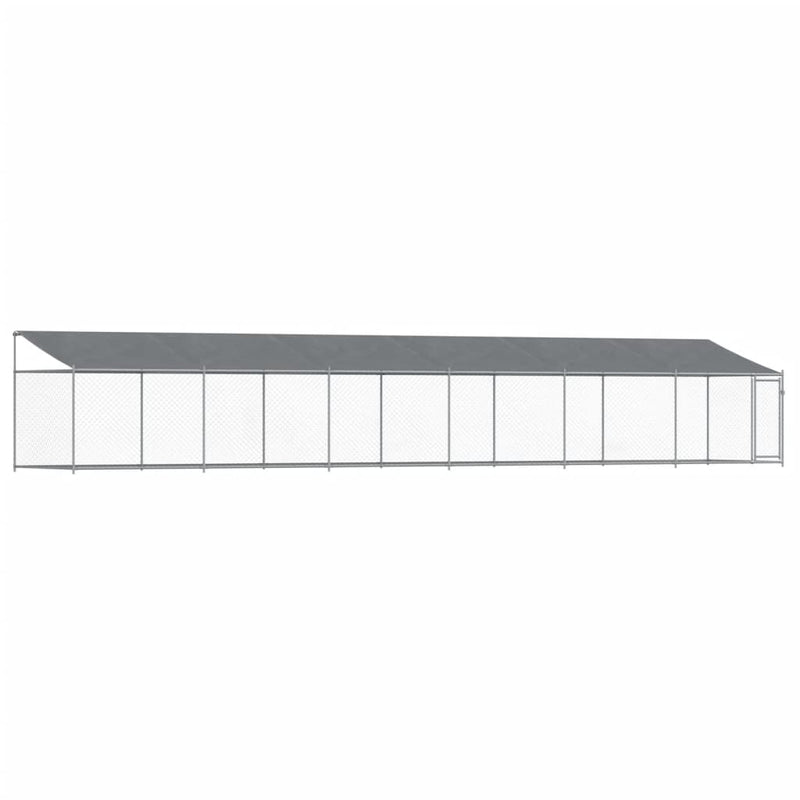 Load image into Gallery viewer, VidaXL Hondenhok met dak en deur 12x2x2 m gegalvaniseerd staal grijs
