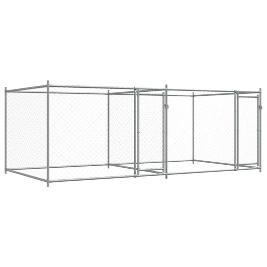 VidaXL Hondenhok met deuren 4x2x1,5 m gegalvaniseerd staal grijs