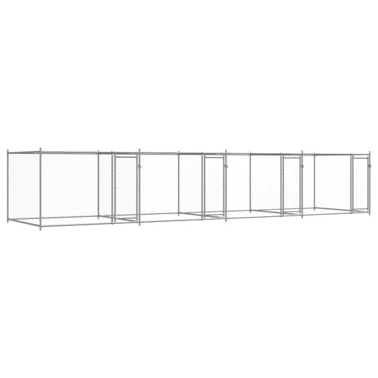 VidaXL Hondenhok met deuren 8x2x1,5 m gegalvaniseerd staal grijs