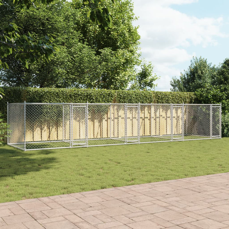 Load image into Gallery viewer, VidaXL Hondenhok met deuren 8x2x1,5 m gegalvaniseerd staal grijs
