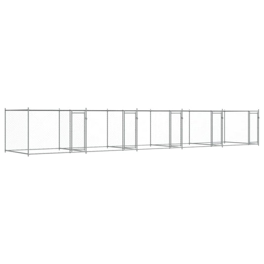 VidaXL Hondenhok met deuren 10x2x1,5 m gegalvaniseerd staal grijs