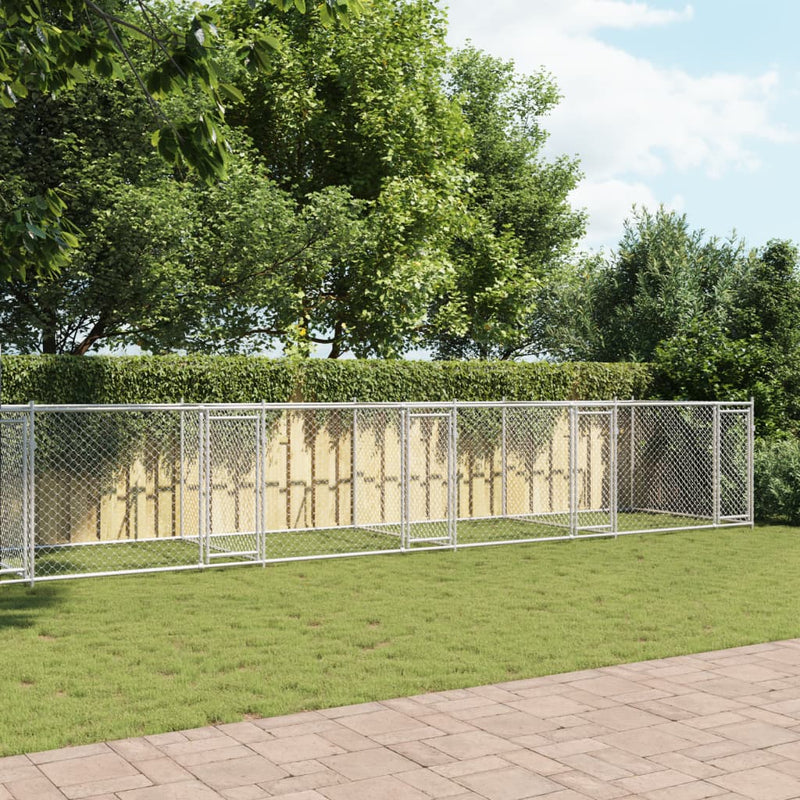 Load image into Gallery viewer, VidaXL Hondenhok met deuren 10x2x1,5 m gegalvaniseerd staal grijs
