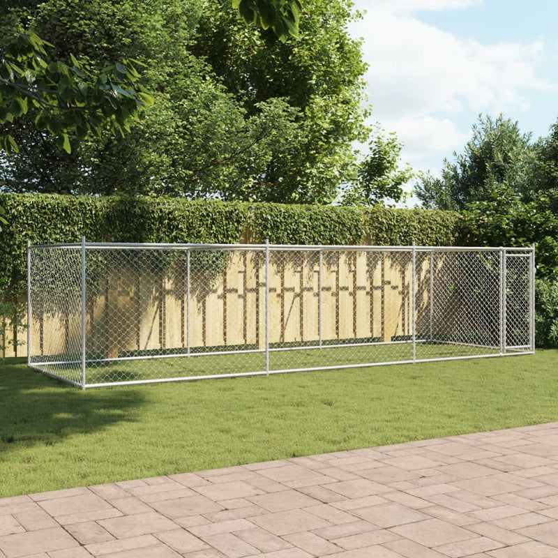 Load image into Gallery viewer, VidaXL Hondenhok met deur 6x2x1,5 m gegalvaniseerd staal grijs
