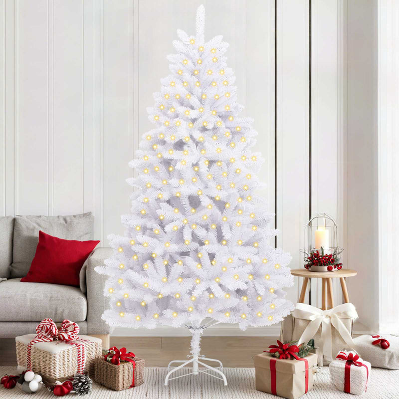 Load image into Gallery viewer, Vidaxl kunstkerstboom met 300 led wit 210 cm pvc en metaal
