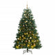 VidaXL Kunstkerstboom met scharnieren 300 LED's en kerstballen 210 cm