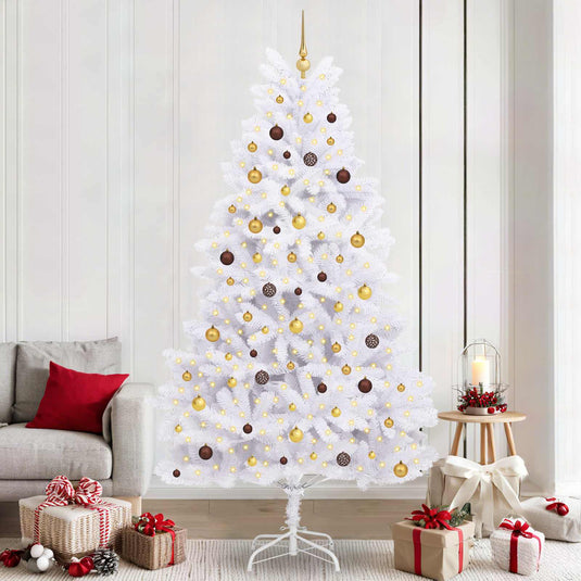 Vidaxl kunstkerstboom wit 120 x 120 x 240 cm pvc en metaal