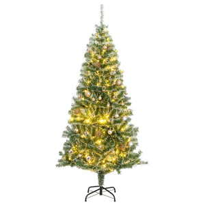 Vidaxl kunstkerstboom met 300 led's kerstballen en sneeuw 180 cm