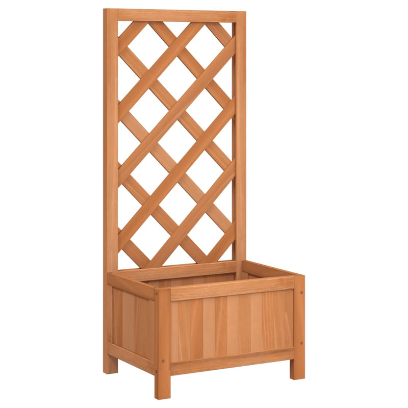 Load image into Gallery viewer, Vidaxl plantenbak met latwerk massief vurenhout bruin

