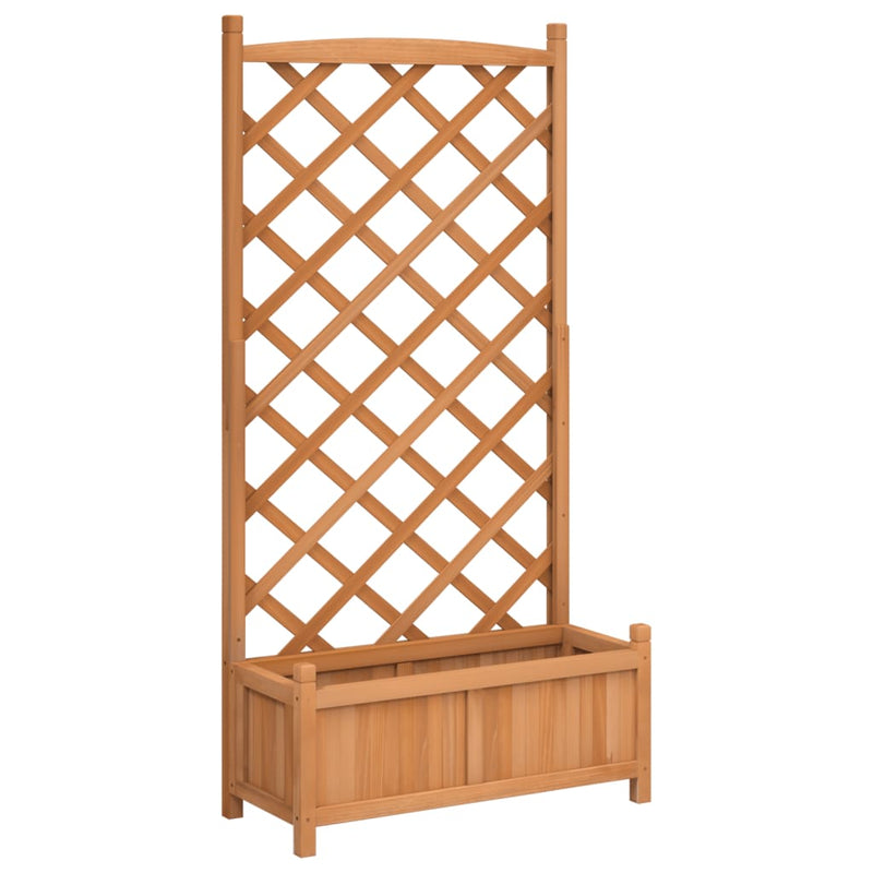 Load image into Gallery viewer, Vidaxl plantenbak met latwerk massief vurenhout bruin
