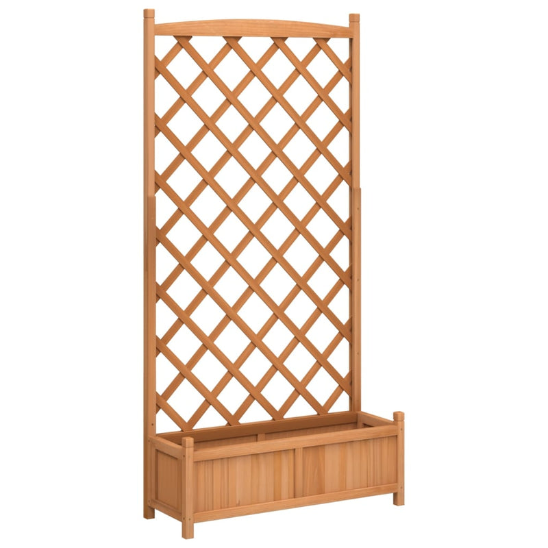 Load image into Gallery viewer, Vidaxl plantenbak met latwerk massief vurenhout bruin
