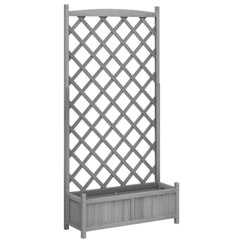 Load image into Gallery viewer, Vidaxl plantenbak met latwerk massief vurenhout grijs
