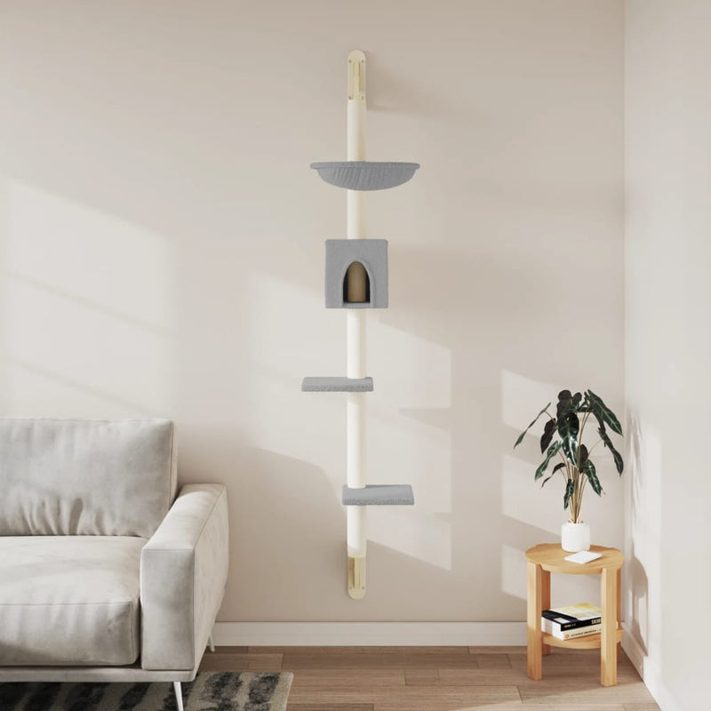 Load image into Gallery viewer, Vidaxl kattenmeubel wandgemonteerd met krabpaal 187 cm lichtgrijs
