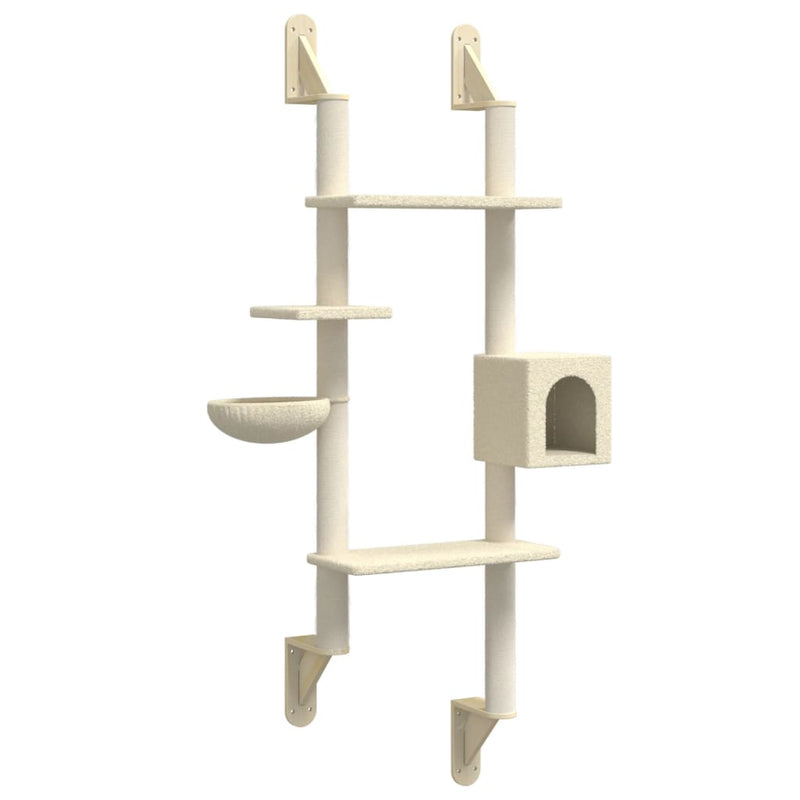 Load image into Gallery viewer, Vidaxl kattenmeubel wandgemonteerd met krabpaal 180 cm crèmekleurig
