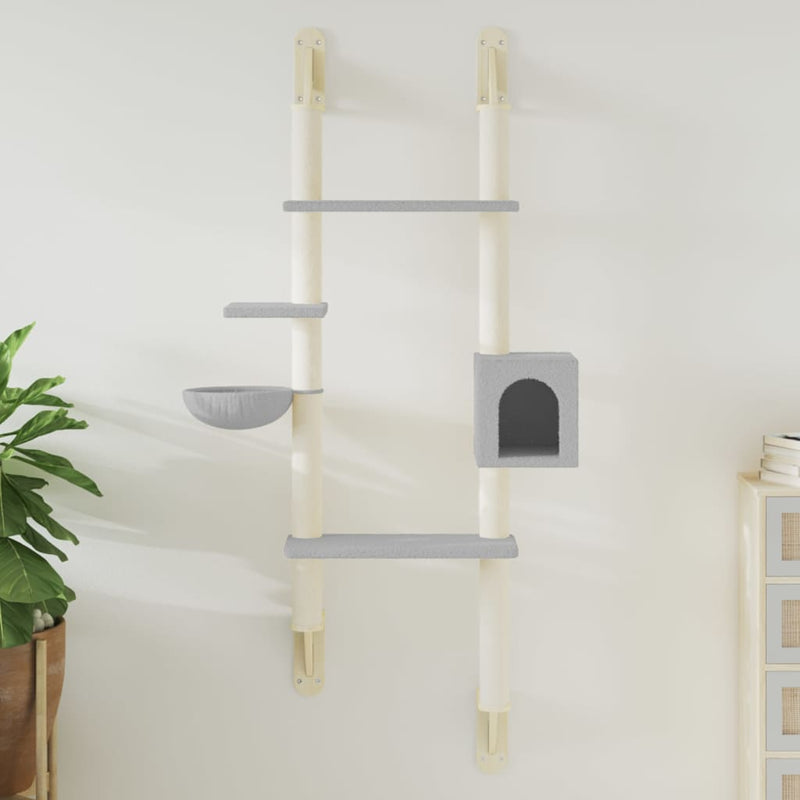 Load image into Gallery viewer, Vidaxl kattenmeubel wandgemonteerd met krabpaal 180 cm lichtgrijs
