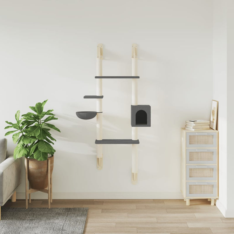 Load image into Gallery viewer, Vidaxl kattenmeubel wandgemonteerd met krabpaal 180 cm donkergrijs
