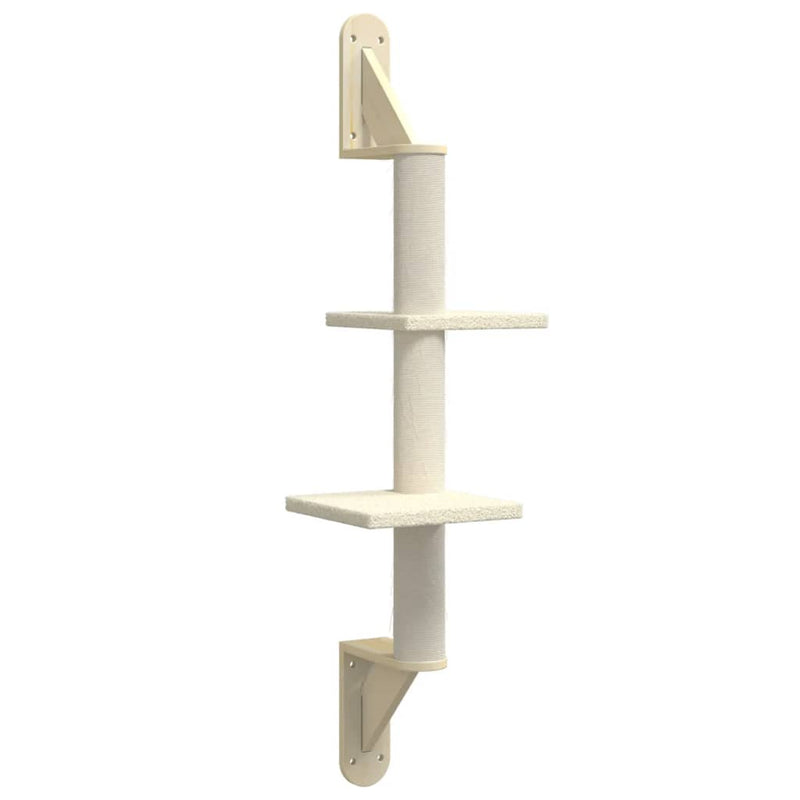 Load image into Gallery viewer, VidaXL Kattenmeubel wandgemonteerd met krabpaal 108 cm crèmekleurig
