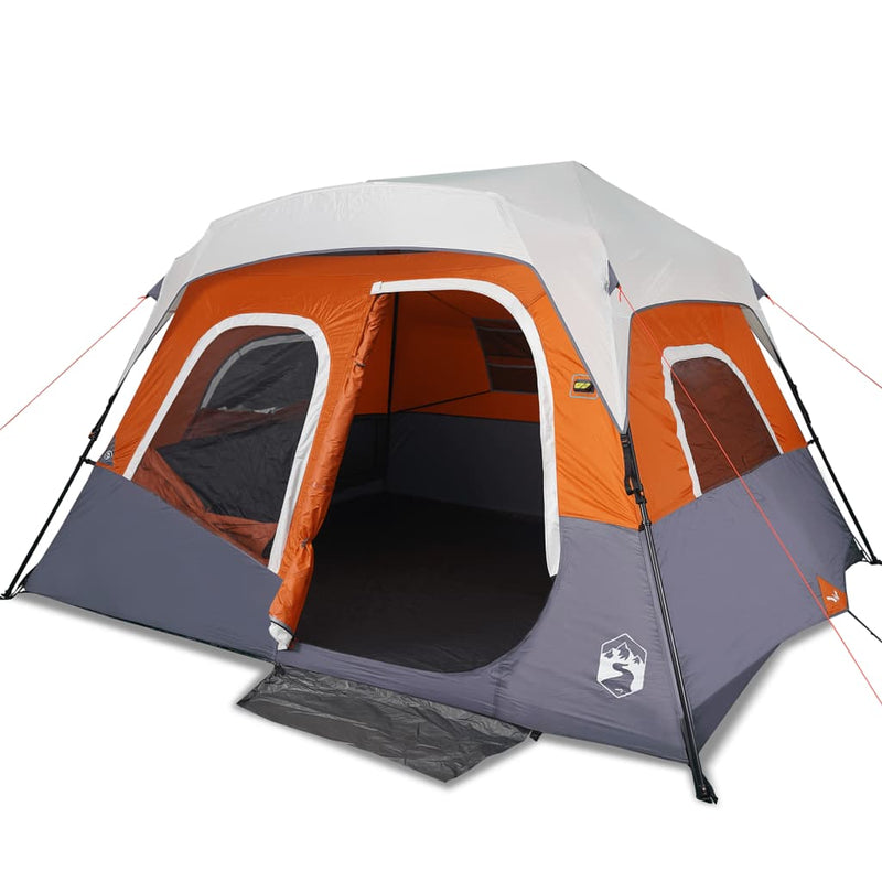 Load image into Gallery viewer, Vidaxl tent met led 6-persoons snelontgrendeling lichtgrijs en oranje
