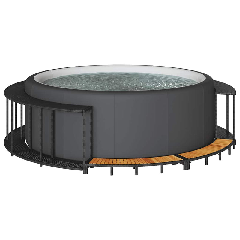 Afbeelding laden in galerijviewer, Vidaxl hottub surround opbergruimte houten opstapje poly rattan zwart
