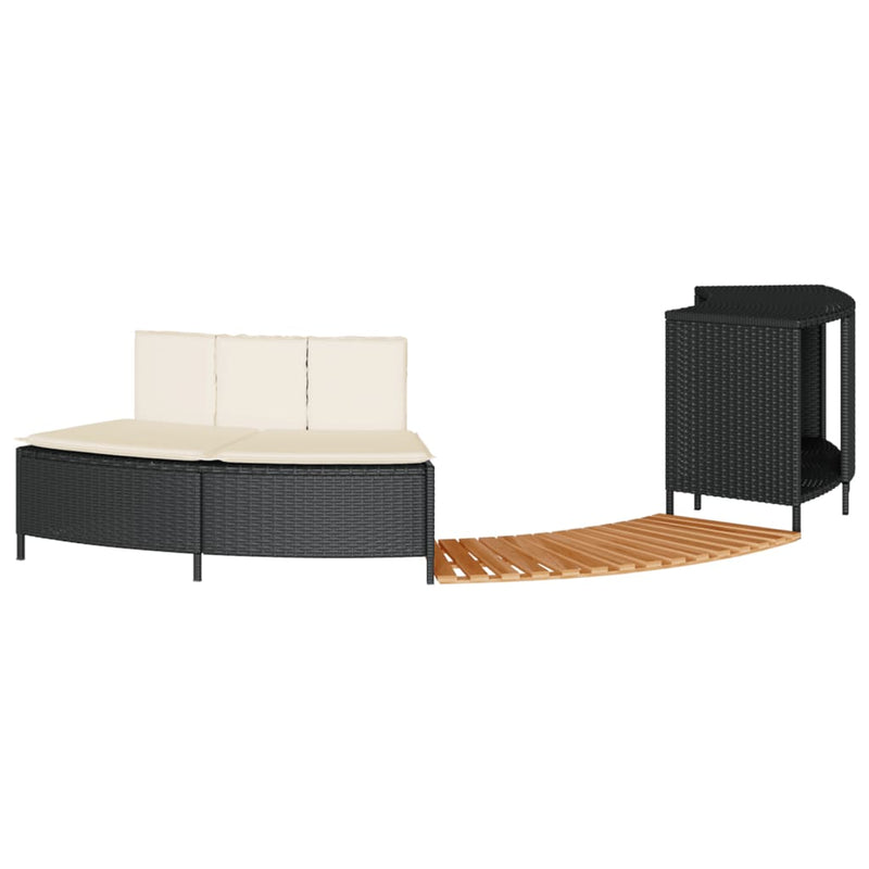 Load image into Gallery viewer, Vidaxl hottub-ombouw poly rattan en massief acaciahout zwart

