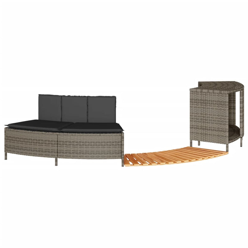 Load image into Gallery viewer, Vidaxl hottub-ombouw poly rattan massief acaciahout grijs

