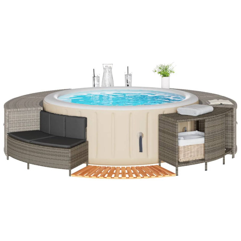 Load image into Gallery viewer, Vidaxl hottub-ombouw poly rattan massief acaciahout grijs

