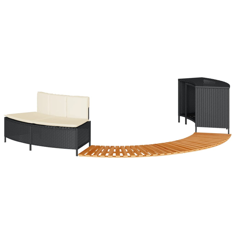 Load image into Gallery viewer, Vidaxl hottub-ombouw poly rattan en massief acaciahout zwart
